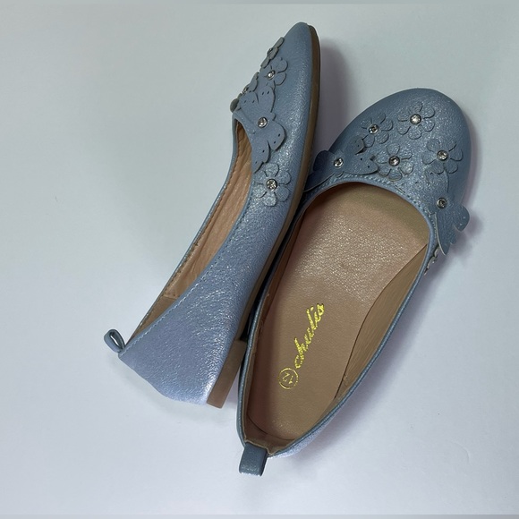Chulis Flower Ballet Flats | Sparkling Blue | Girls Size 12 - Picture 3 of 6